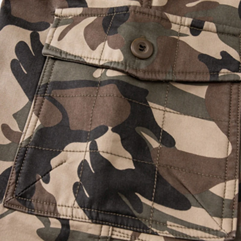 SHIFUREN Men's Cargo Pants Winter Thicken Warm Military Camouflage Pants Double Layer Fleece Linned Causal Cotton Baggy Trousers