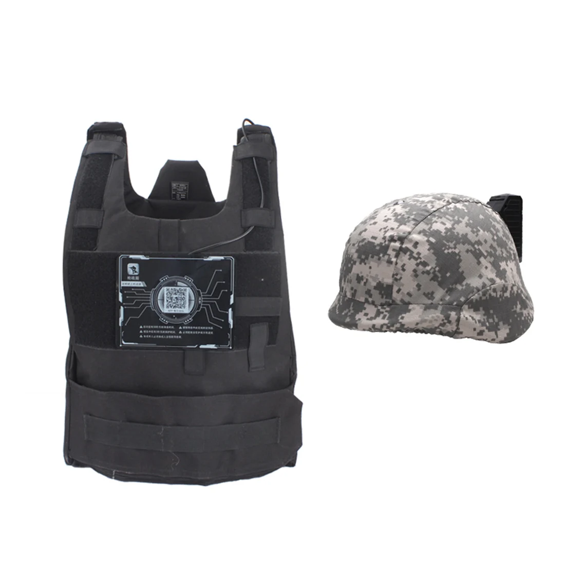 

Simple Version Induction Helmet Armour With Helmet Cloth Cover Outdoors Tactics Accessories Set - Black + ACU Digital