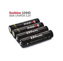 LiFePO4 4 pcs Soshine 10440 280 mAh 3.2 V Recarregável AAA Bateria Portátil + Caixa de Bateria + 2 pcs Bateria conectores