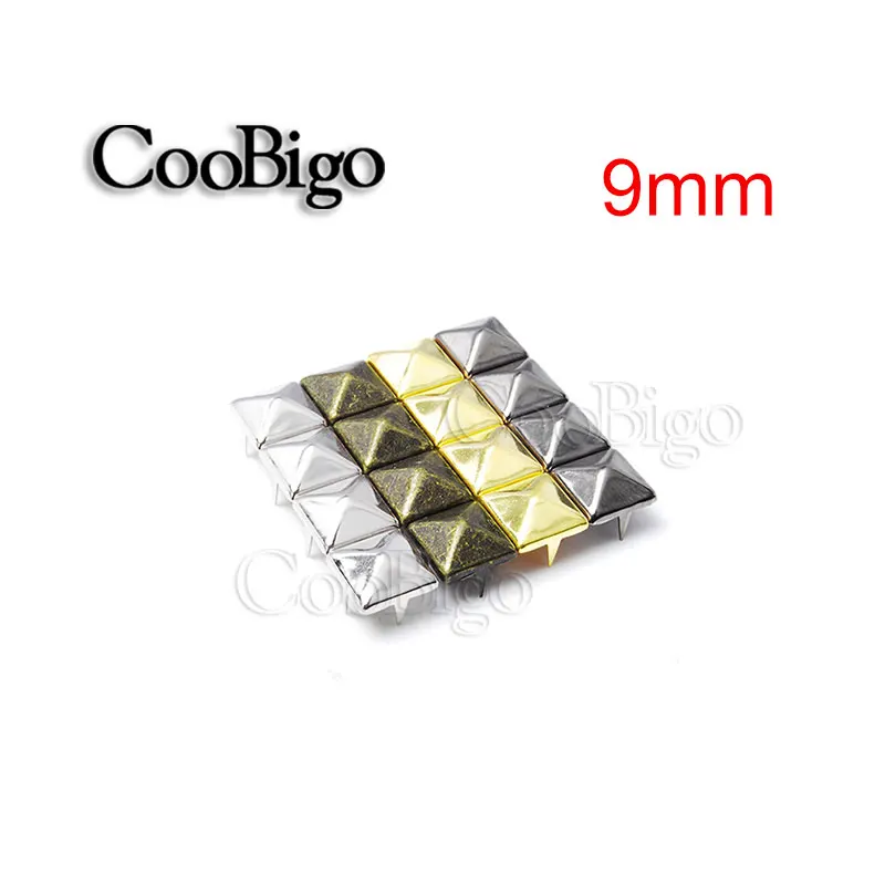 

100pcs 9mm Nailheads Pyramid Spike Rivet Stud DIY Bracelets Punk Rock Leather Craft Clothes Bags Shoes Belt Garment Accessories
