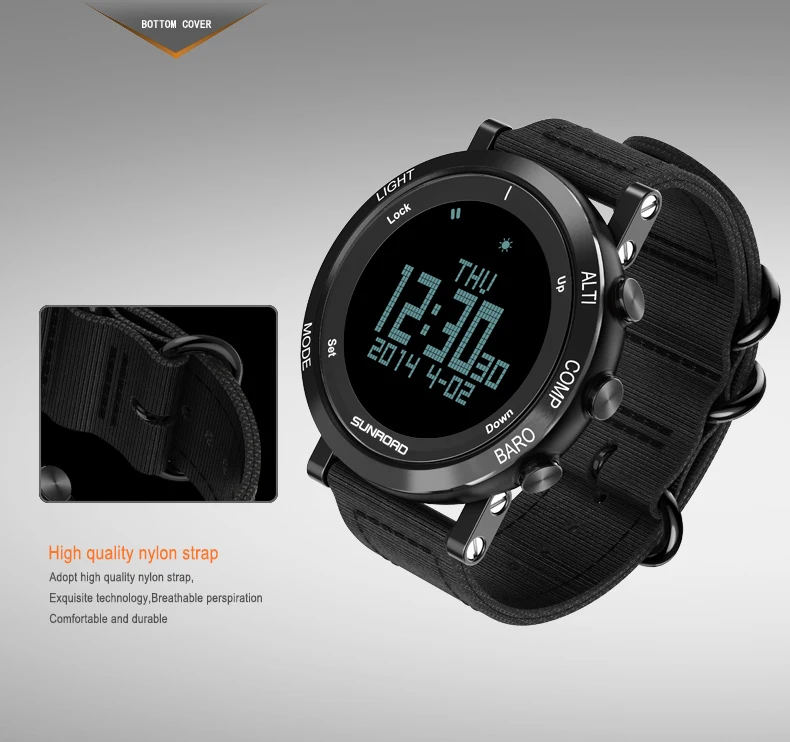 SUNROAD спортивные часы мужские водонепроницаемые военные цифровые наручные часы с нейлоновым ремешком светодиодный хронограф мужские часы Saat Relogio Masculino