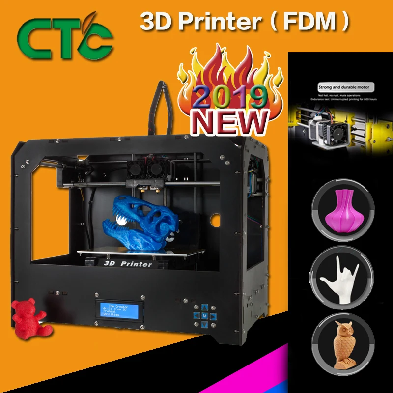 CTC Black 3D Printer Dual Extruder MK8 Factory Direct Lowest Price PLA