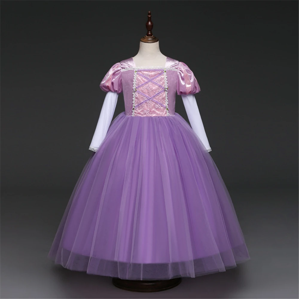 FINDPITAYA/платье Рапунцель для девочек; бальное платье Софии с длинными рукавами-фонариками; Детские вечерние карнавальные костюмы принцессы для дня рождения