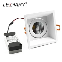 

LEDIARY Replaceable Light Source COB Downlight Square Ceiling Lamp Angle Adjustable Isolated CE Driver Aluminum 220V 6W/10W/15W