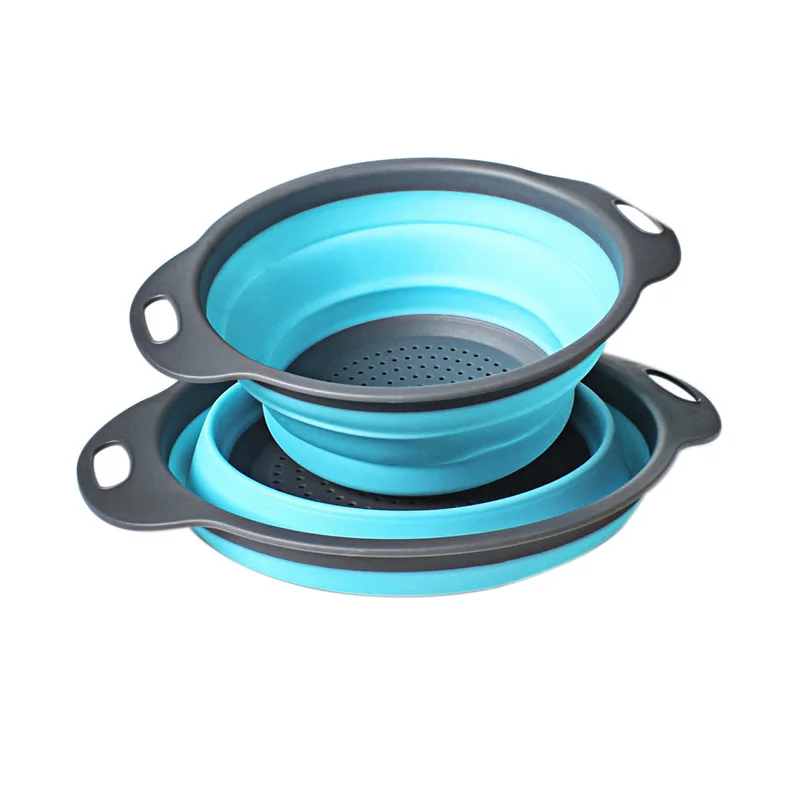 

Foldable Silicone Colander Fruit Vegetable Washing Basket Strainer Collapsible Drainer With Handle Kitchen Tool 25