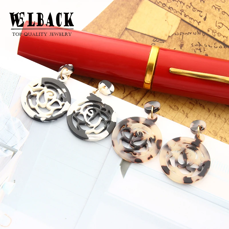 

2018 New Fashion Korean Version Resin Personality Retro Acetic Acid Material Elegant Temperament Fashion Drop Earrings For Women