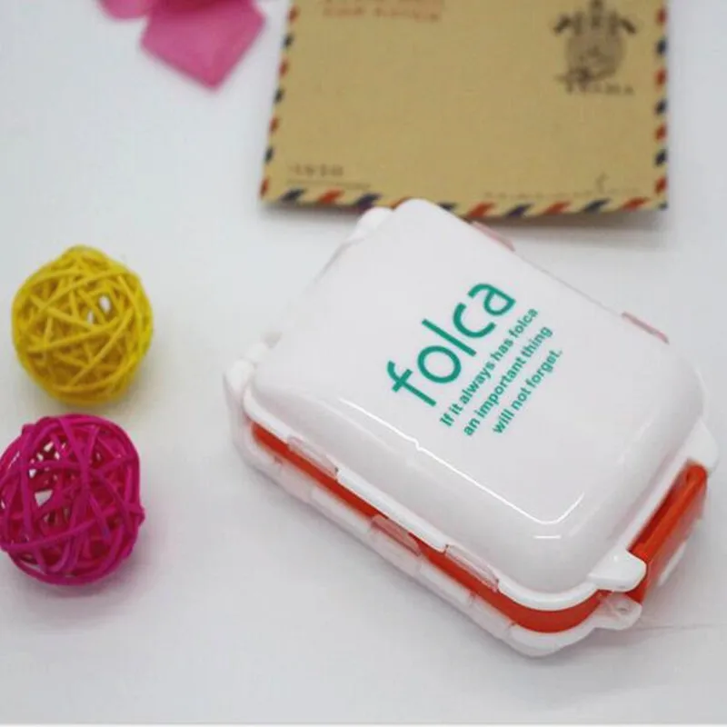 

Green nontoxic creative three stage portable mini portable storage box Sub-box Points doser sealed eight fold pp three small kit