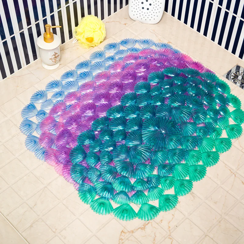 

Transparent Color 38cm*68cm Bathroom Non-Slip Bath Mat Soft Foot Massage Pad Anti-Mildew Doormat Washable Bathtub Shower Mat