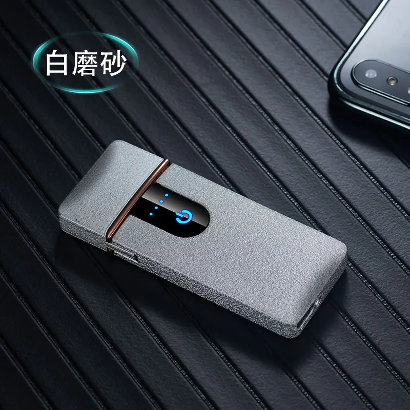 Новые USB перезаряжаемые электрические зажигалки USB электонический прикуриватель двухсторонний зажигание защищенный от ветра для курения аксессуары sigara - Цвет: Silver matte