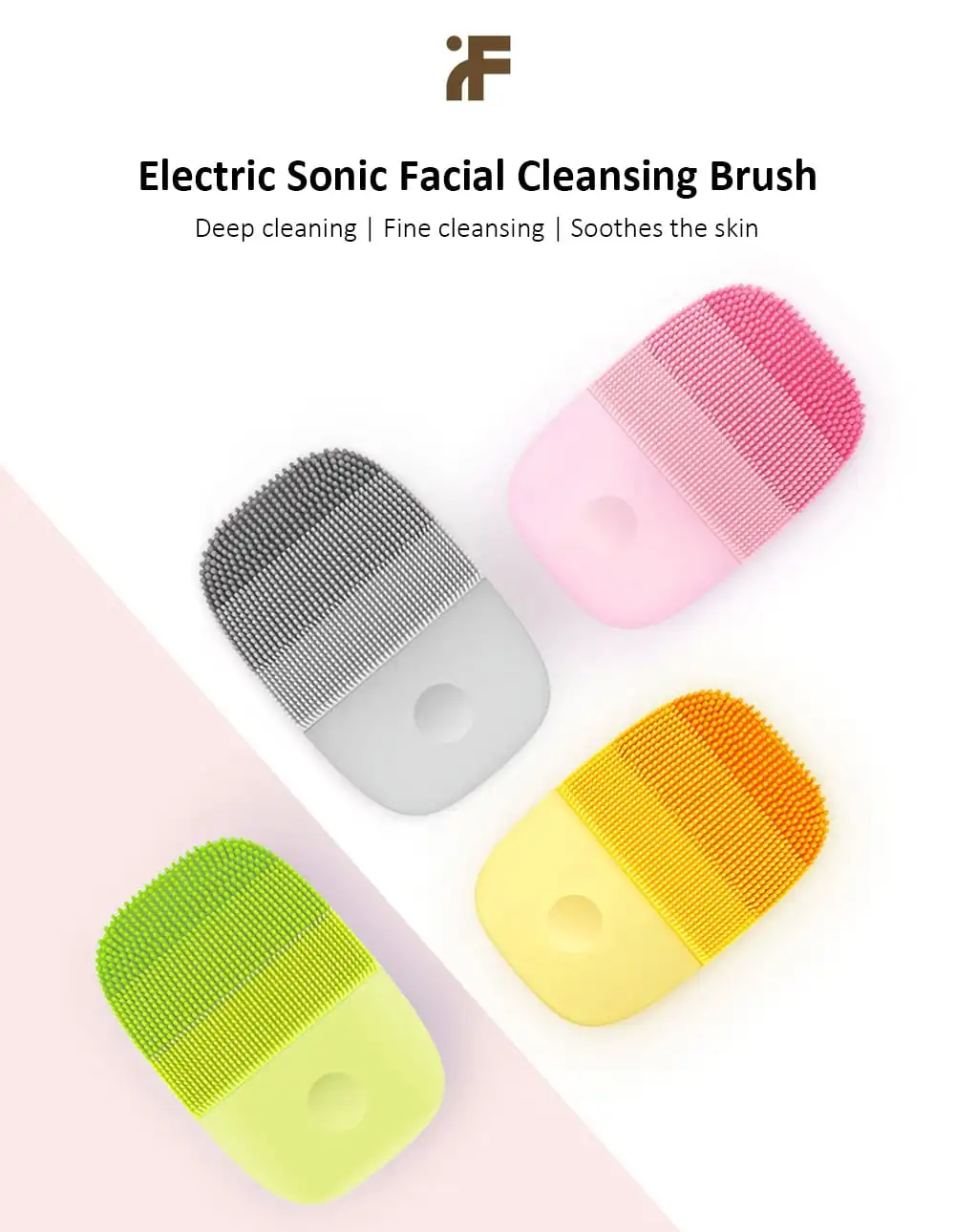 inFace MS - 2000 Adjustable Waterproof Electric Sonic Silicone Facial Cleansing Brush from Xiaomi youpin- Dark Gray