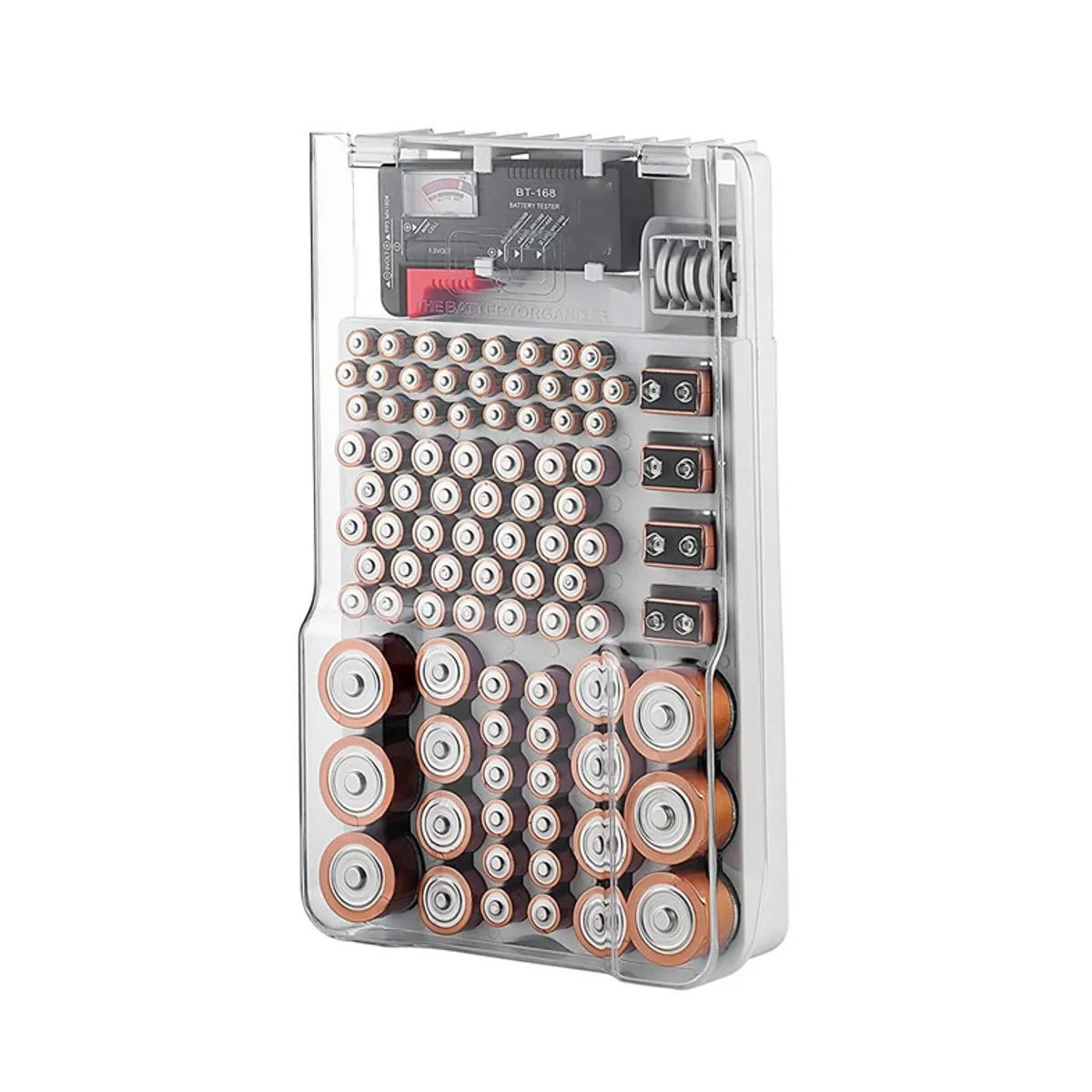 

93 Grids Battery Capacity Tester Storage Box Transparent Measuring Organizer Case AAA AA 9V C D Batteries Accessories Holder