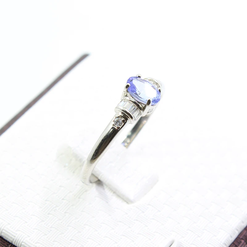 Настоящее обручальное кольцо 0,5 ct против ранга Танзанит простой дизайн кольцо из стерлингового серебра 925 пробы Танзанит романтический подарок на день рождения
