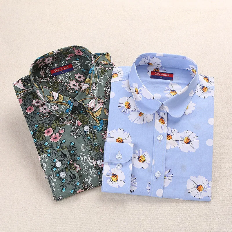 Acheter 2018 Été Coton Femmes Blouses Fruit Impression Chemises À Manches Longues Femmes Shirt Turn Down Col Bohême Casual Blouse Blusas 5XL
