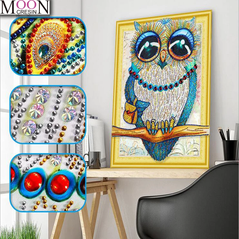 

MOONCRESIN DIY Diamond Painting 5D Special-shaped Drill Diamond Embroidery Owl Mosaic Christmas Decorations For Home Rhinestones