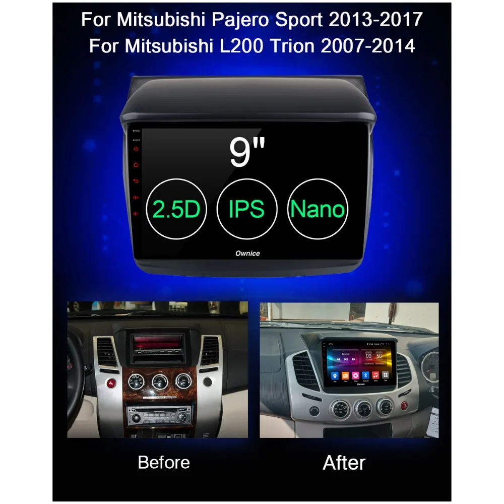 Cheap 9" IPS 1DIN 8Core 4G+32G Android 9.0 Car DVD GPS Navigation Radio For Mitsubishi Pajero Sport L200 Trion Video Audio CarPlay DSP 1