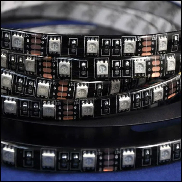 #Best New 5m LED strip blcak base light strips white red RGB blue warmwhite 300LEDS SMD5050 12V waterproof flexible lighting freeship