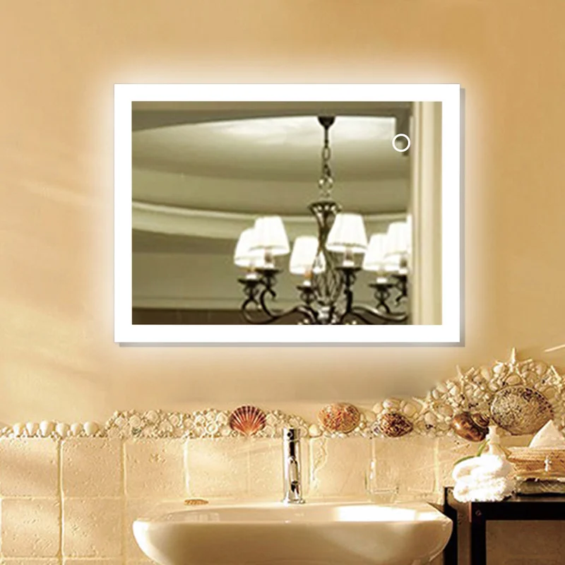 

LED Touchable Controlling Bathroom Makeup Mirror Anti-fog Makeup Mirror in Bathroom Horizontally and Vertically Hangable HWC