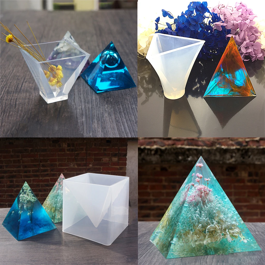 6 размеров пирамидальной формы с украшением в виде кристаллов Кулоны, подвески силиконовой жидкий Эпоксид полимер литые ювелирные изделия
