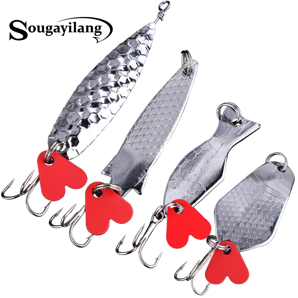 Sougayilang 4 шт. приманка ложка приманки для рыбной ловли металлическая блесна ВИБ