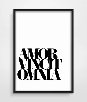 

Love Quote Poster Print Amor Vincit Omnia Print Typographic Poster home decor picture Art print Kitchen wall Art canvas painting