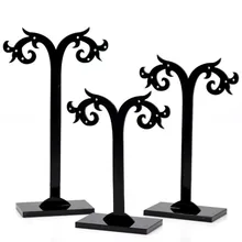 15 комплектов серьги дисплей s подставки держатели черные акриловые дерево образные украшения дисплей 13x5 см