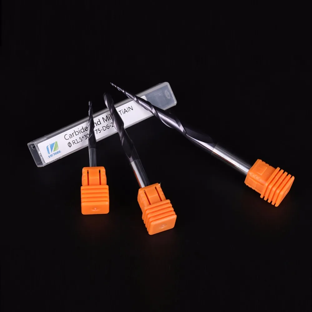 5pcs/lot Tungsten Solid Carbide Inch size 3.175mm Ball Nose Tapered End Mill Router Bits cnc Taper Wood Metal Milling Cutter