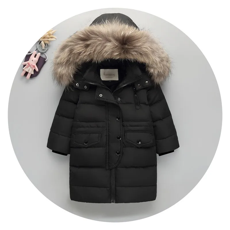Новая Детская школьная куртка для мальчиков и девочек пуховое Детское лыжное пальто с капюшоном и натуральным мехом утепленная куртка для русской зимы