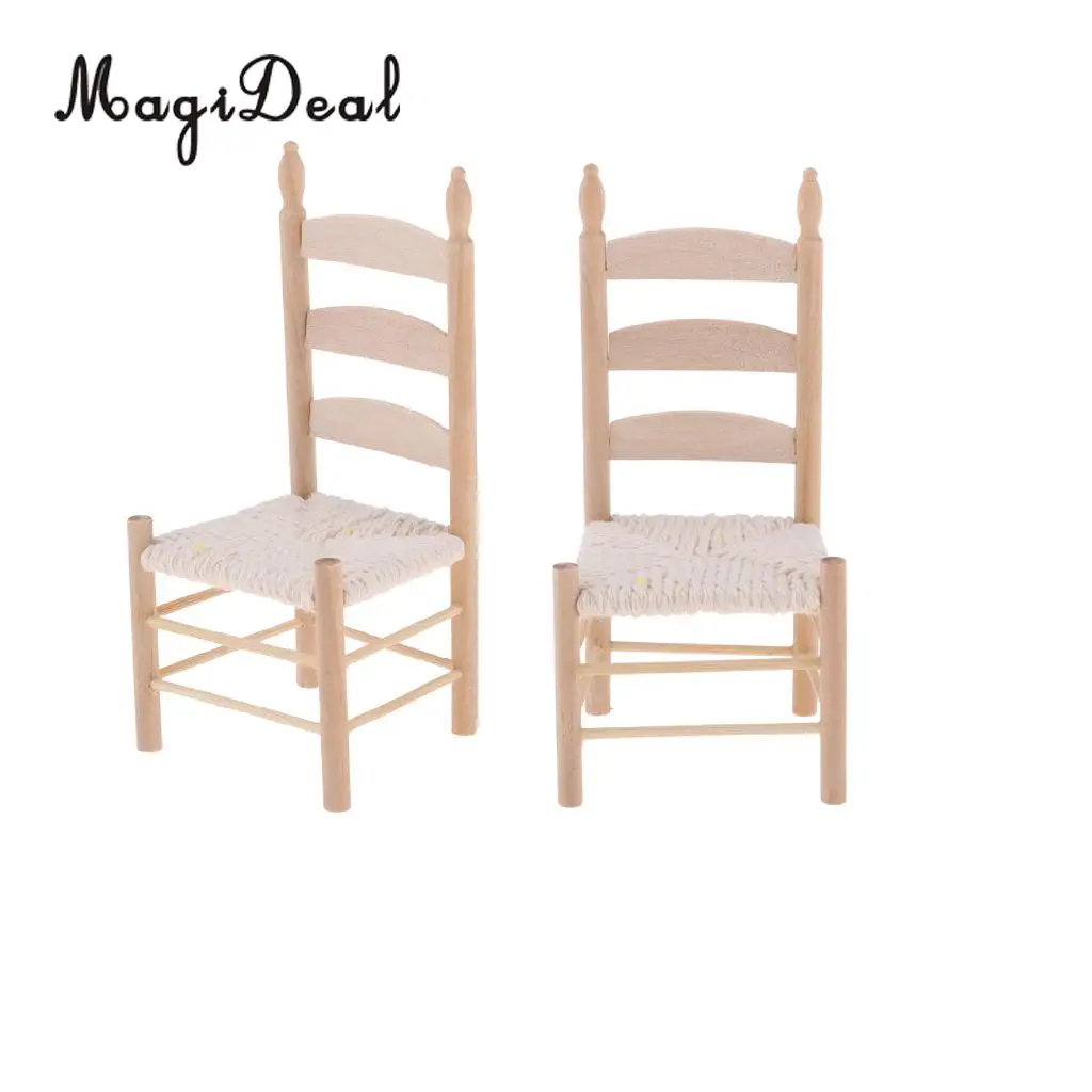 2pcs Mini Dining Table Chair Model for 1:12 Scale Dollhouse Miniature Living Room Furniture