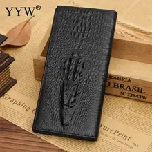 Ventas al por mayor los hombres de cuero monedero famosa marca hombres de negocios negro monedero marrón oscuro larga carteras moda masculina embrague bolsos