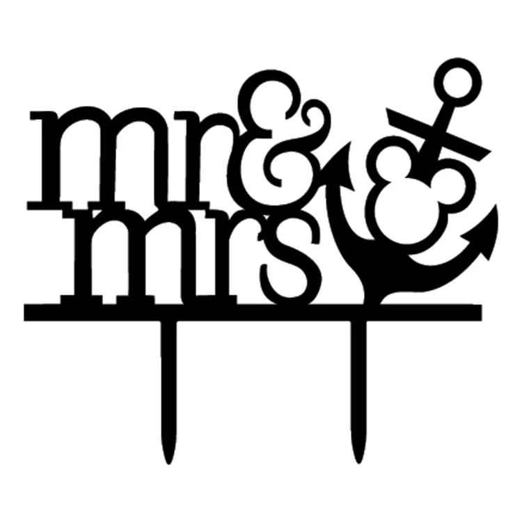 Acrylic Cake Flags Anchor Mr & Mrs Cake Topper Multi Colors For Wedding Anniversary Party Supplies Hot Sale