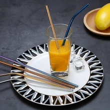 Многоразовые металлические соломинки 304 из нержавеющей стали соломинка изогнутая прямая соломинка для напитков с чистящей щеткой вечерние аксессуары высокого качества