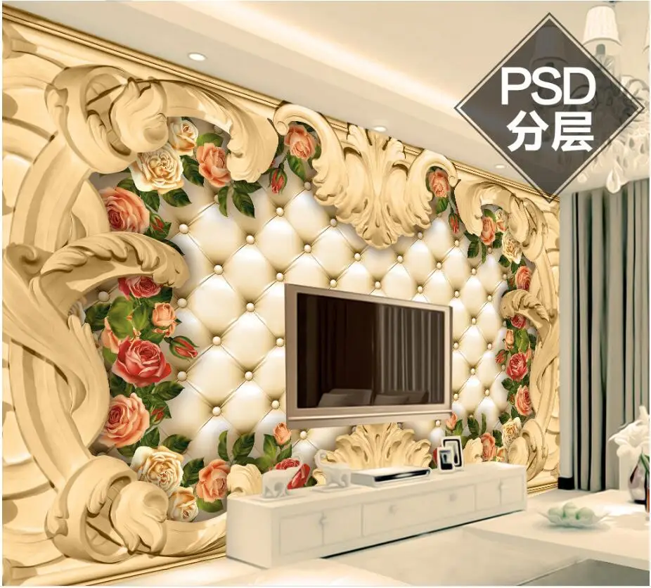 

3d wallpaper custom photo mural European-style border luxury rose background wall 3d wall murals wall paper for walls 3 d