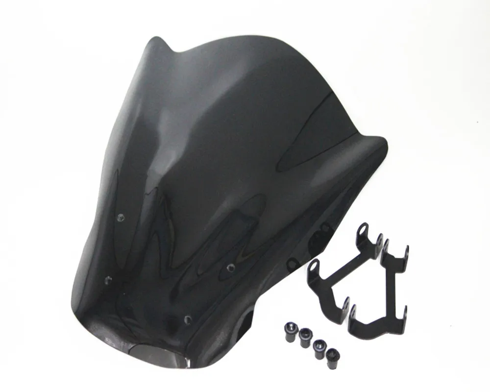 

Motorcycle Black PC Windshield WindScreen For Y A M A H A MT-07 MT 07 Double Bubble with Bolt Screws