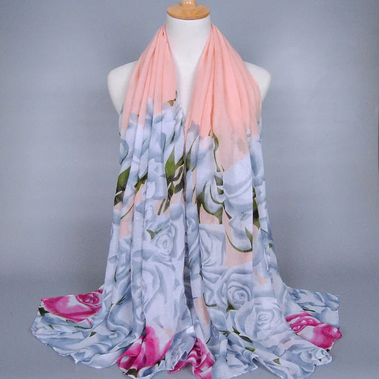 

5pcs/lot colourful ladies wrap classic high quality Flowers scarves/scarf 6 color fashion cotton shawls muslim hijab Solid