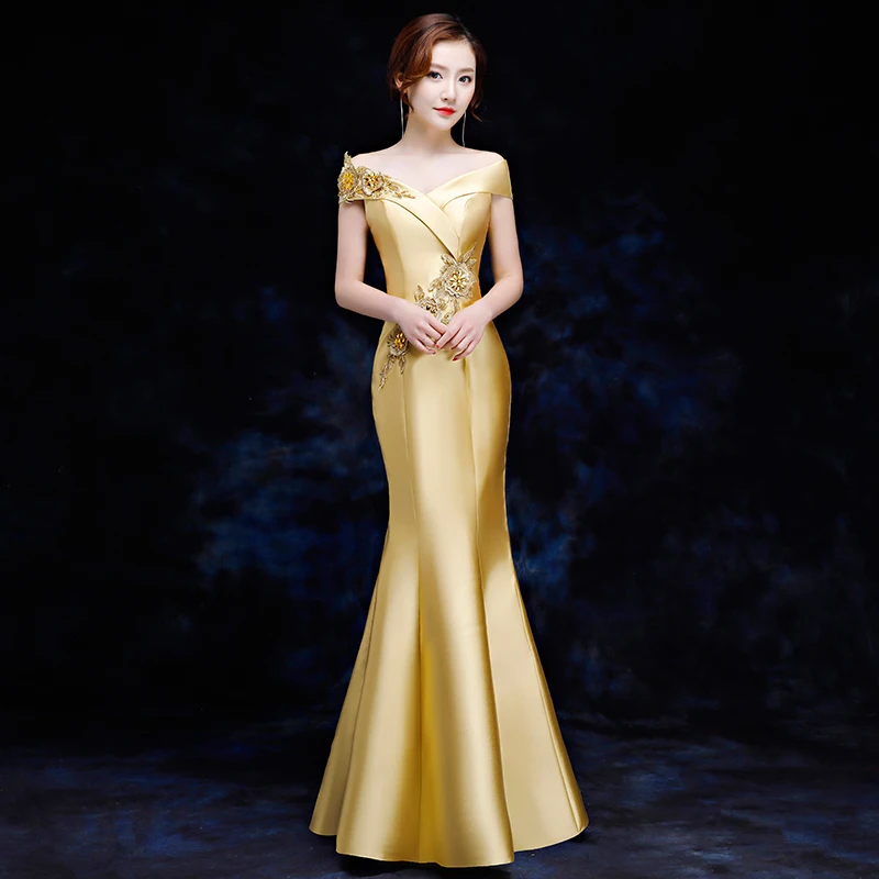 Элегантное женское платье-русалка, тонкое, Qipao, сексуальное, с открытыми плечами, Cheongsam, полная длина, Vestidos, женское вечернее платье, китайское платье, размер S-XXL