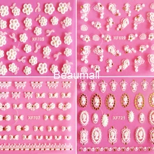 30 вариантов дизайна! Лак для ногтей задний клей 3D белые/золотые наклейки декоративные наклейки для ногтей