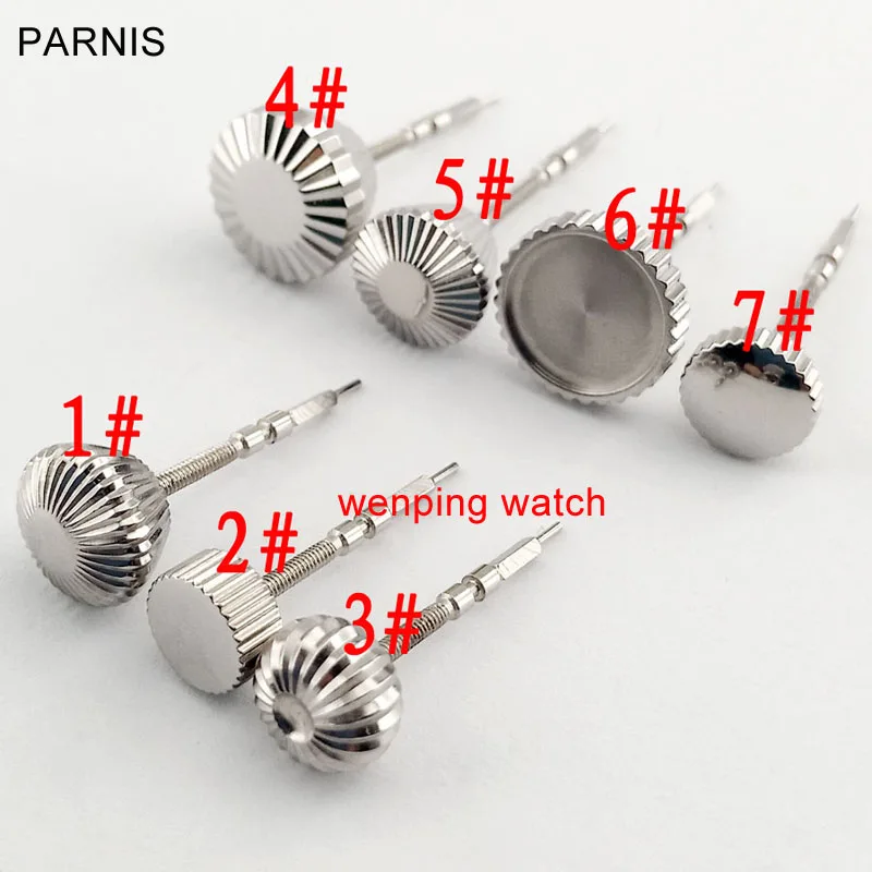 

1 pcs watch crown with crown winding steel eta 6497 6498 Asia st3600 st3620 hand winding movement used