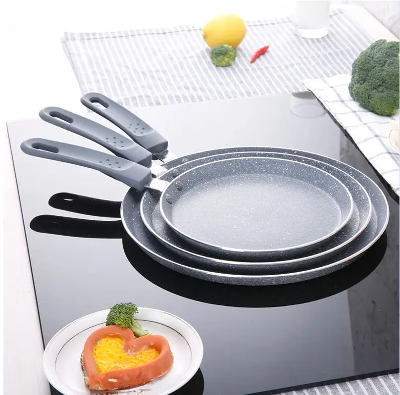 

18cm 22cm 26CM 10 inch Smoke-free Ceramic stone layer Fry Pan Non Stick Skillet Omelet Pan Al-Mn alloy Bottom Cooking Pan