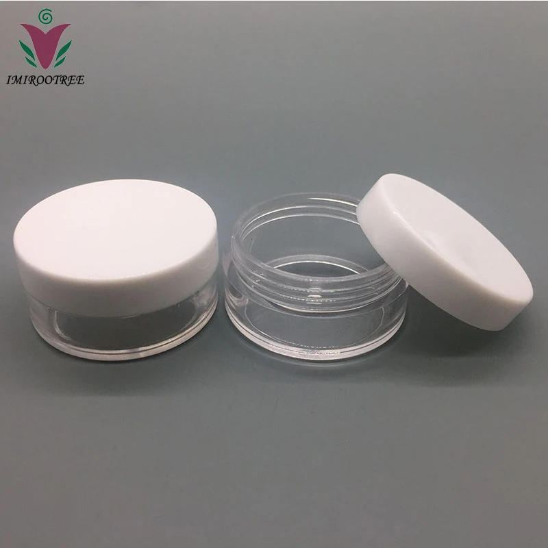 10ml transparent plastic jar with white lid