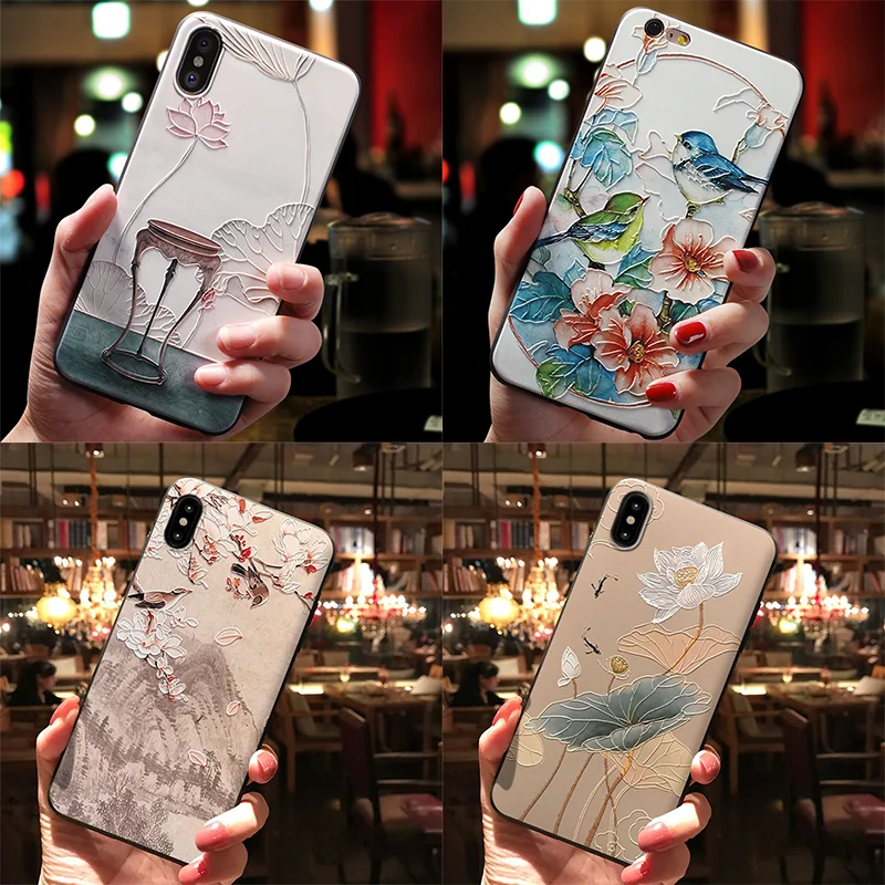

3D Lotus Birds Emboss Covers For Samsung Galaxy A70 A30 A40 A50 M30 M20 M10 A5 A6 A7 A8 S10e S8 S9 S10 Plus J3 J4 J5 J6 J8 Case