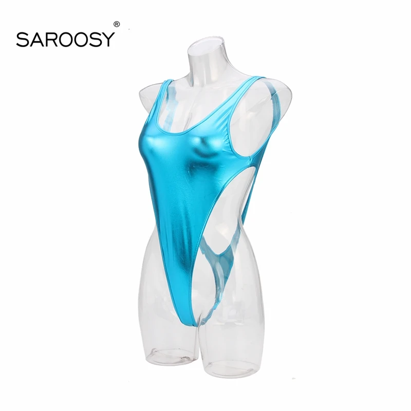 2017 New Muticolor Sexy Lingeire PU Leather Gloosy Wet Look High Cut Bodysuit for Women String Crotch