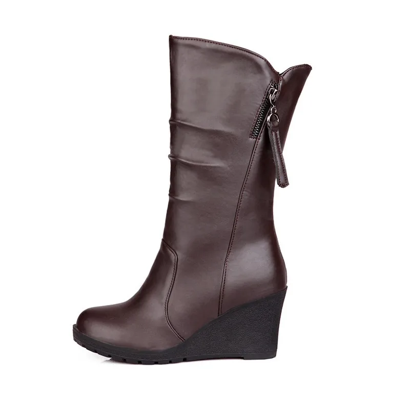 Новые женские зимние ботинки размера плюс с круглым носком на молнии Chaussures Femme