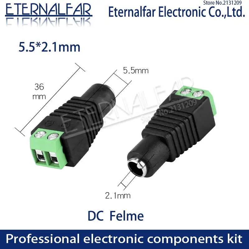 5,5 мм x 2,1 мм 2,5 мм Женский разъем постоянного тока адаптер питания 5050 3528 5060 одноцветная Светодиодная лента и настройка CCTV вилка