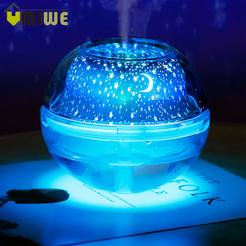 

USB Mist Humidifier Star/Moon Projection LED Night Lamp Light Aroma Diffuser Air Humidifier for Home Office Room Desktop 500ml
