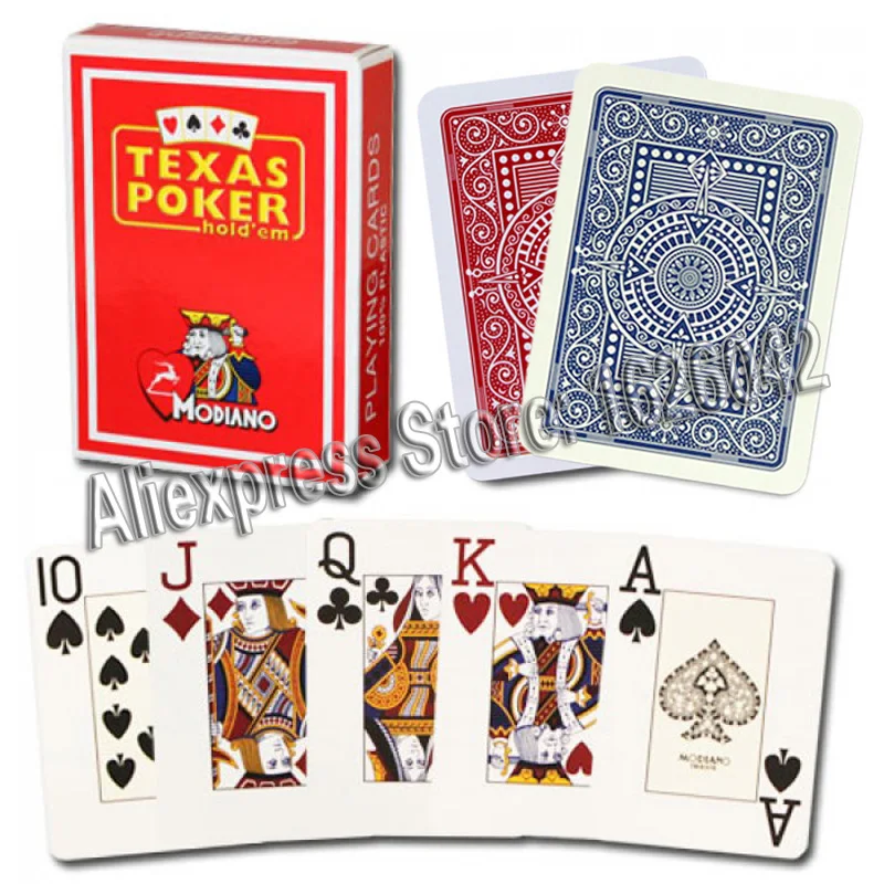Red Casino Playing Cards Single Deck Modiano Texas Poker Jumbo 