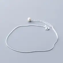 Очень тонкий подлинный. 925 стерлингового серебра ювелирные изделия ручной работы жемчуг snakebone ножной браслет отрегулировать GTLS826