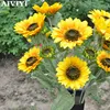 Высококачественная Реалистичная искусственная Подсолнух шелковые цветы для дома и сада Verandah спальня офис Вечеринка цветок украшение стен... ► Фото 2/5
