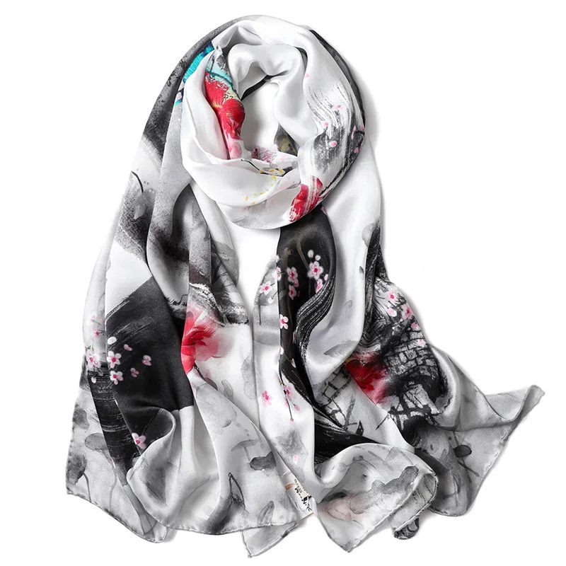 Шелковый шарф, чистый шелк, весенний шарф, шаль, натуральный шелк, ручная работа, шарф для женщин, модный роскошный шарф - Цвет: 11