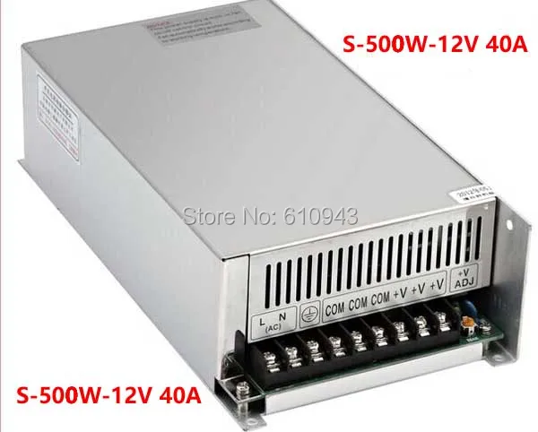 

S-500W-12V 40A Single Output Switching power supply for LED SMPS AC to DC