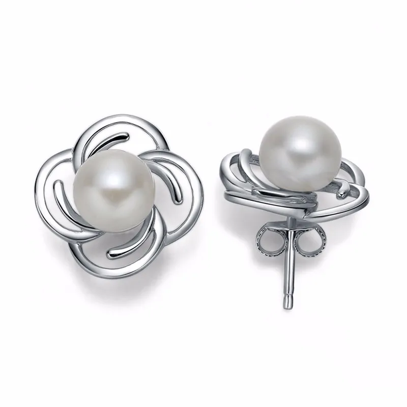 TZ4167E 925 Sterling silver stud earring for women with natural freshwater pearls fine jewelry (4)